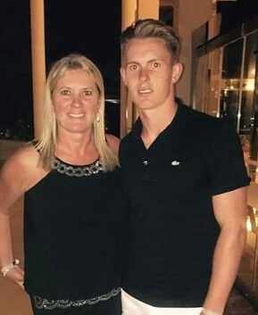 Dean Henderson with his mother.